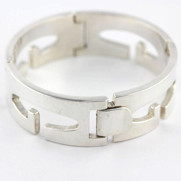 GUCCI Cut Out G Wide Bracelet 7" Silver 925 Auth #99965 - Picture 1 of 5